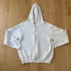 Three Times Zip Up Knit Hoodie Henry Unisex Size Est. M Cream
